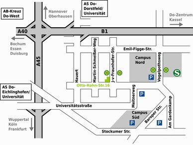 Anfahrtskizze zur Otto-Hahn-Straße 16